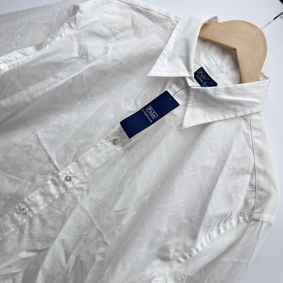 Polo Ralph Lauren Tops - Polo Ralph Lauren Women's Size 12 L White Cotton Button-Up Shirt Extended-cuff